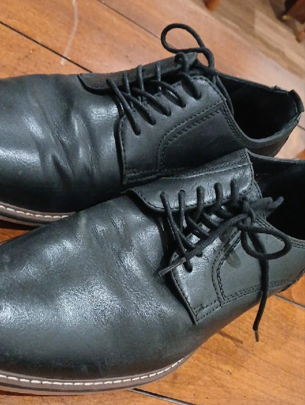 Steve Madden Black Leather Derby Shoes